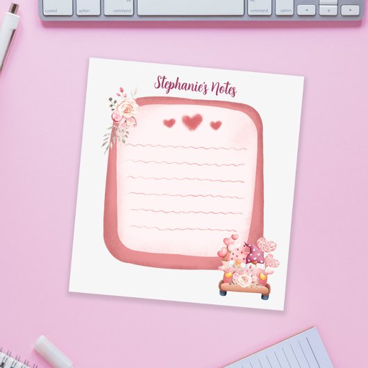 かわいい格言イン車と花パーソナライズされた ノートパッド