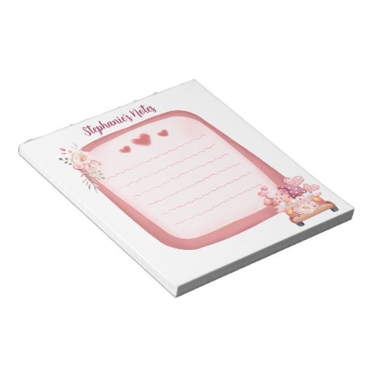 かわいい格言イン車と花パーソナライズされた ノートパッド (アングル)