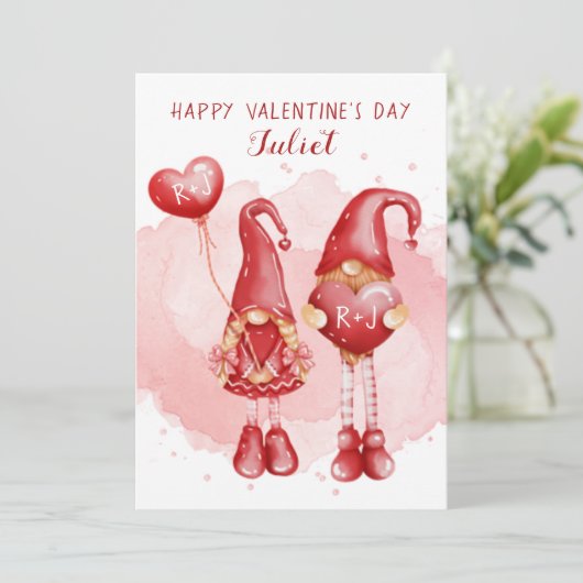 かわいい格言カスタムイニシャルハートバレンタインデー シーズンカード (スタンド正面)