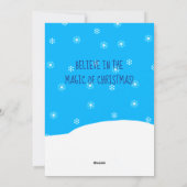 かわいい格言キツネスノーフレークスブルーメリークリスマス シーズンカード (裏面)