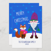 かわいい格言キツネスノーフレークスメリークリスマス シーズンカード (正面/裏面)