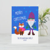 かわいい格言キツネスノーフレークスメリークリスマス シーズンカード (スタンド正面)