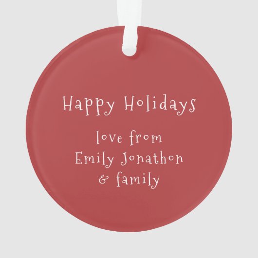 かわいい格言クリスマスツリーハッピーホリデーズネーム オーナメント (裏面)