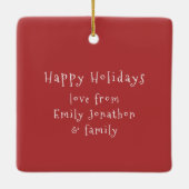 かわいい格言クリスマスツリー名ハッピーホリデイズ セラミックオーナメント (裏面)