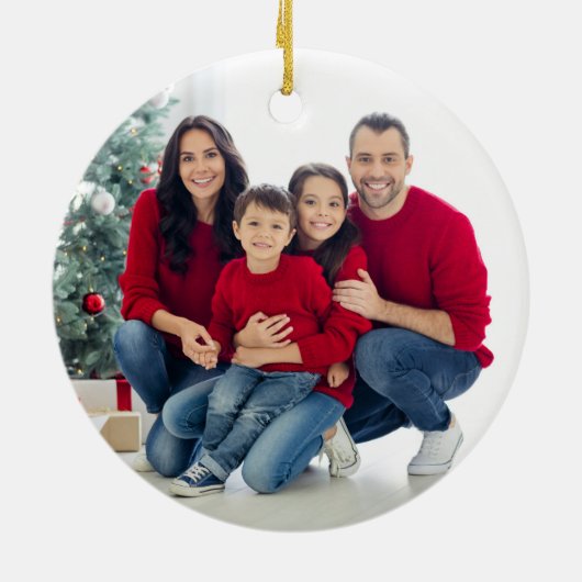 かわいい格言クリスマスファミリーの写真 セラミックオーナメント (裏面)