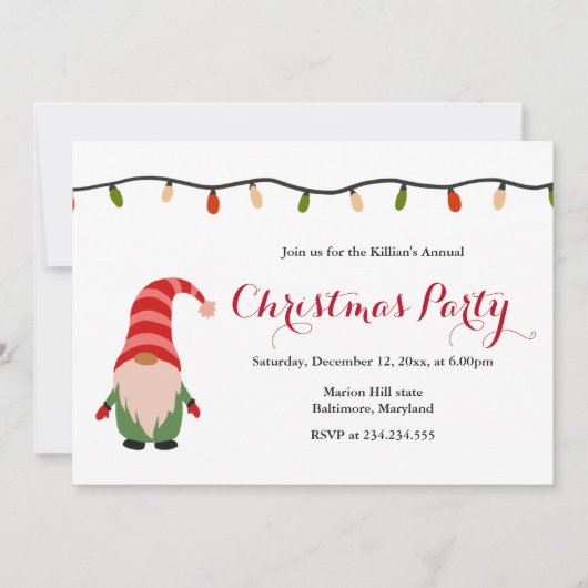 かわいい格言クリスマスライトホリデーパーティー 招待状 (正面)