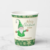 かわいい格言グリーンクリスマスパーティーパーソナライズされたクリスマス 紙コップ (正面)