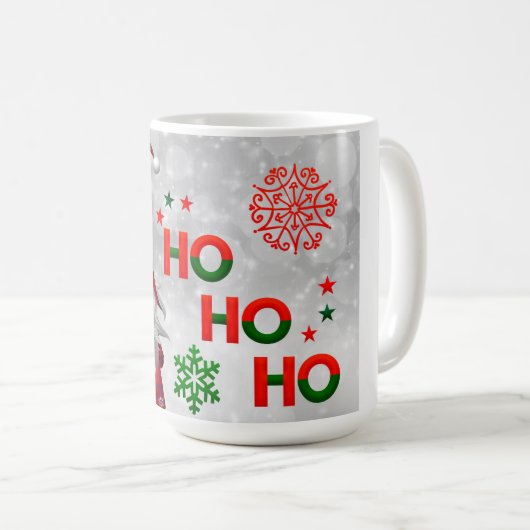 かわいい格言サンタクリスマススノーフレーク コーヒーマグカップ (正面右)