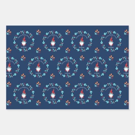 かわいい格言スノーフレークフローラリースブルー追加の名前 ラッピングペーパーシート (正面3)