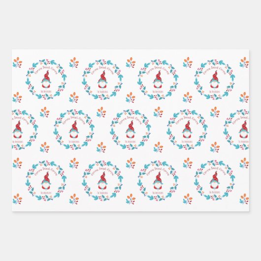 かわいい格言スノーフレークフローラリース名前をカスタムする ラッピングペーパーシート (正面3)