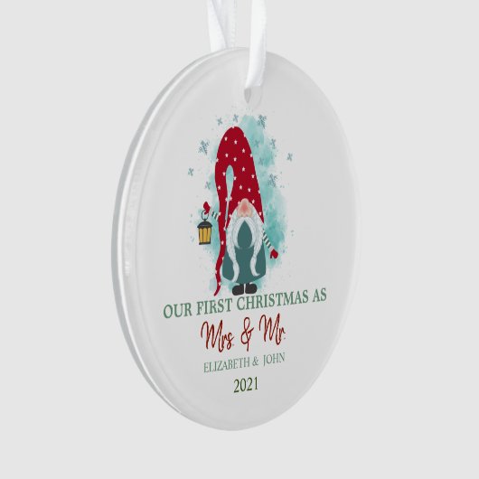 かわいい格言スノーフレーク私たちの初めてのクリスマス オーナメント (正面)