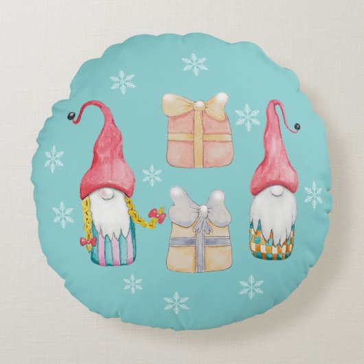 かわいい格言ターキーズブルー絵を描ハンド ラウンドクッション (正面)