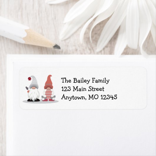 かわいい格言ノルディックレッドピンクグレーアドレス ラベル (インサイチュ)