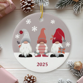 かわいい格言ノルディックレッドピンクグレーホワイト セラミックオーナメント