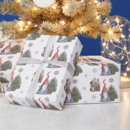 かわいい格言ハウスツリースターズパターンクリスマス ラッピングペーパー