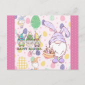 かわいい格言バニーハッピーイースターピンク ポストカード (正面)