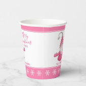かわいい格言パーソナライズされたホワイトピンククリスマスパーティー 紙コップ (右)