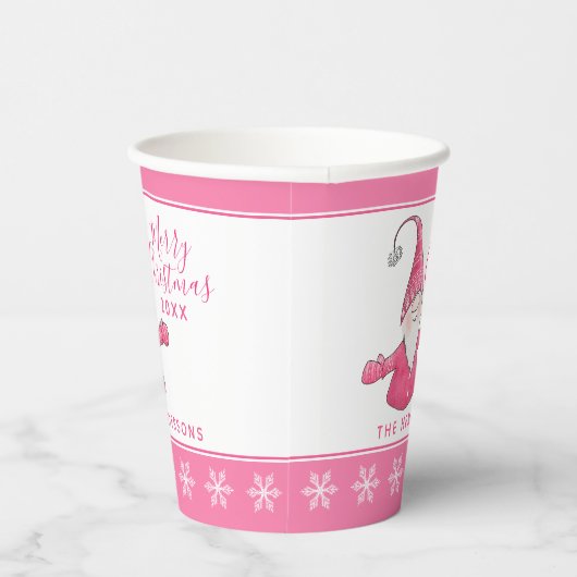 かわいい格言パーソナライズされたホワイトピンククリスマスパーティー 紙コップ (右)