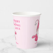 かわいい格言ピンクパーソナライズされたメリークリスマス 紙コップ (右)