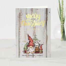 かわいい格言ファミリーウッドメリークリスマス シーズンカード