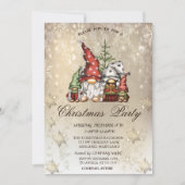 かわいい格言ファミリースノーフレーク金ゴールドパーティー 招待状 (正面)