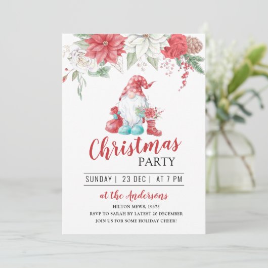 かわいい格言フローラリースクリスマス冬のパーティー 招待状 (スタンド正面)
