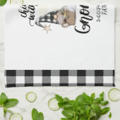 かわいい格言ブラックバッファロープレイド キッチンタオル (折り畳み)