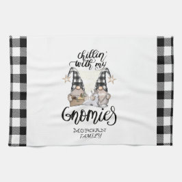 かわいい格言ブラックバッファロープレイド キッチンタオル