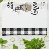 かわいい格言ブラックバッファロープレイド キッチンタオル (折り畳み)