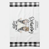 かわいい格言ブラックバッファロープレイド キッチンタオル (縦)