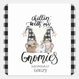 かわいい格言ブラックバッファロープレイド スクエアシール