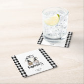 かわいい格言ブラックバッファロープレイド スクエアペーパーコースター (インサイチュ)