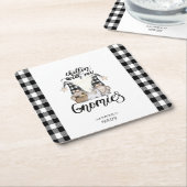 かわいい格言ブラックバッファロープレイド スクエアペーパーコースター (アングル)