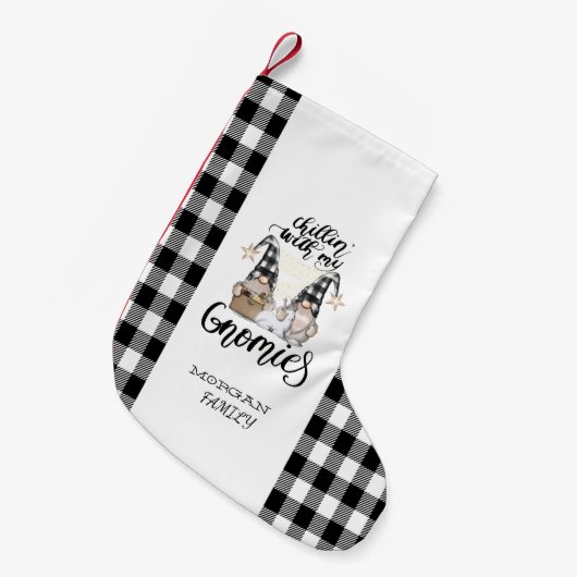 かわいい格言ブラックバッファロープレイド スモールクリスマスストッキング (正面 (吊り時))
