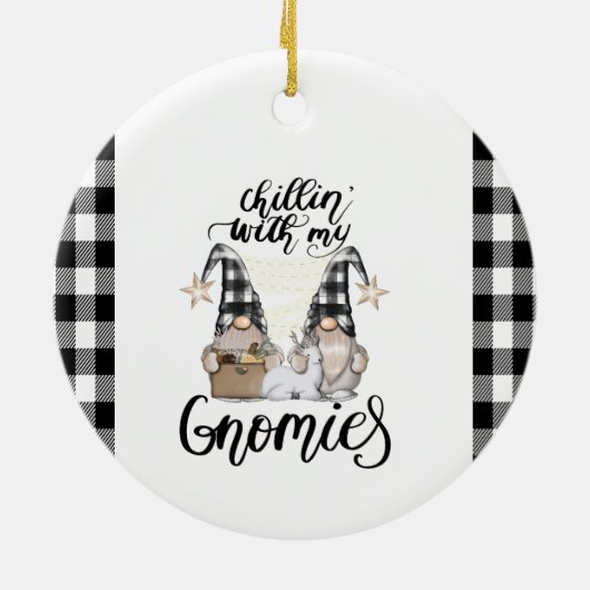 かわいい格言ブラックバッファロープレイド セラミックオーナメント (裏面)