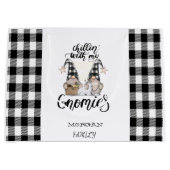 かわいい格言ブラックバッファロープレイド ラージペーパーバッグ (正面)