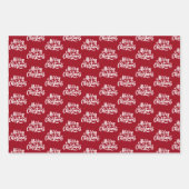 かわいい格言ブラック&レッドクリスマス ラッピングペーパーシート (正面3)