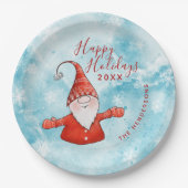 かわいい格言ブルーレッドハッピーホリデイズ ペーパープレート (正面)