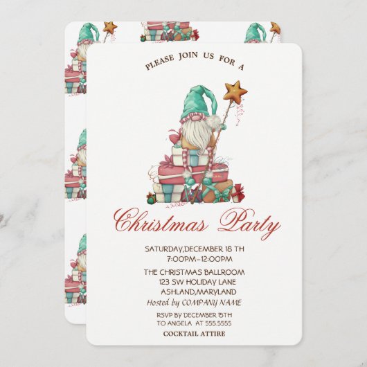 かわいい格言プレゼントクリスマスパーティー 招待状 (正面/裏面)