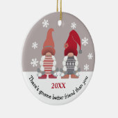 かわいい格言ベターフレンドレッドピンクグレーホワイト セラミックオーナメント (右)