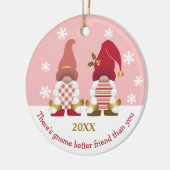 かわいい格言ベターフレンド金ゴールドピンクホワイトギンガム セラミックオーナメント (左)