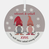 かわいい格言ベター姉妹赤ピンクグレーホワイト ガラスオーナメント (裏面)