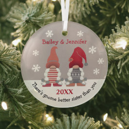 かわいい格言ベター姉妹赤ピンクグレーホワイト ガラスオーナメント