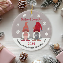かわいい格言ベター姉妹赤ピンクグレーホワイト セラミックオーナメント