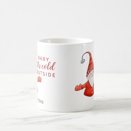 かわいい格言ベビークリスマス外は寒い コーヒーマグカップ (中央)