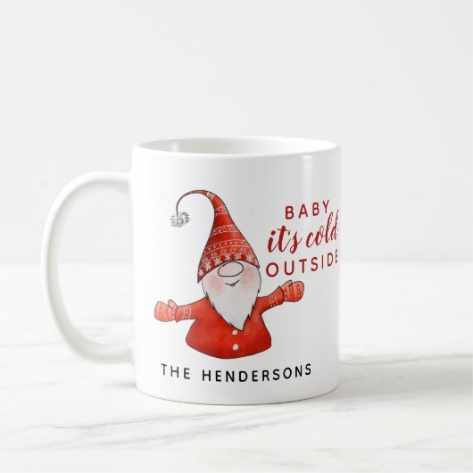 かわいい格言ベビークリスマス外は寒い コーヒーマグカップ (左)