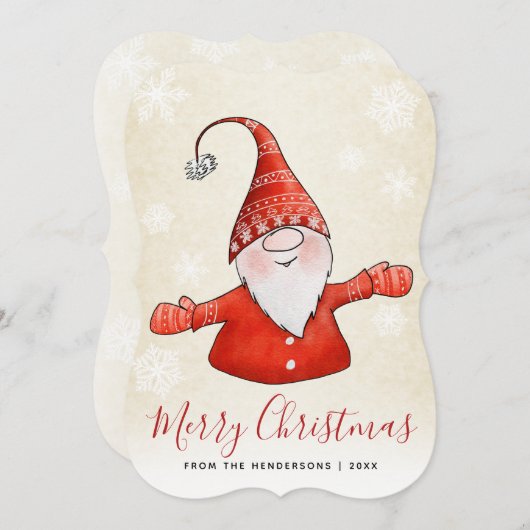 かわいい格言ベージュレッドメリークリスマス シーズンカード (正面/裏面)