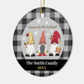 かわいい格言ホリデーズレッド金ゴールドブラックバッファロープレイド セラミックオーナメント (左)