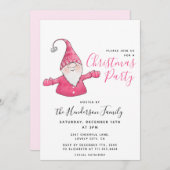 かわいい格言ホワイトとピンクのクリスマスパーティー 招待状 (正面/裏面)