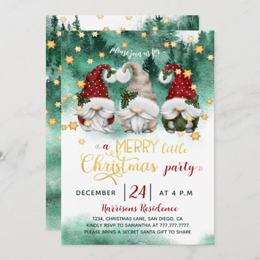 かわいい格言メリーリトルクリスマスパーティー 招待状 (正面/裏面)